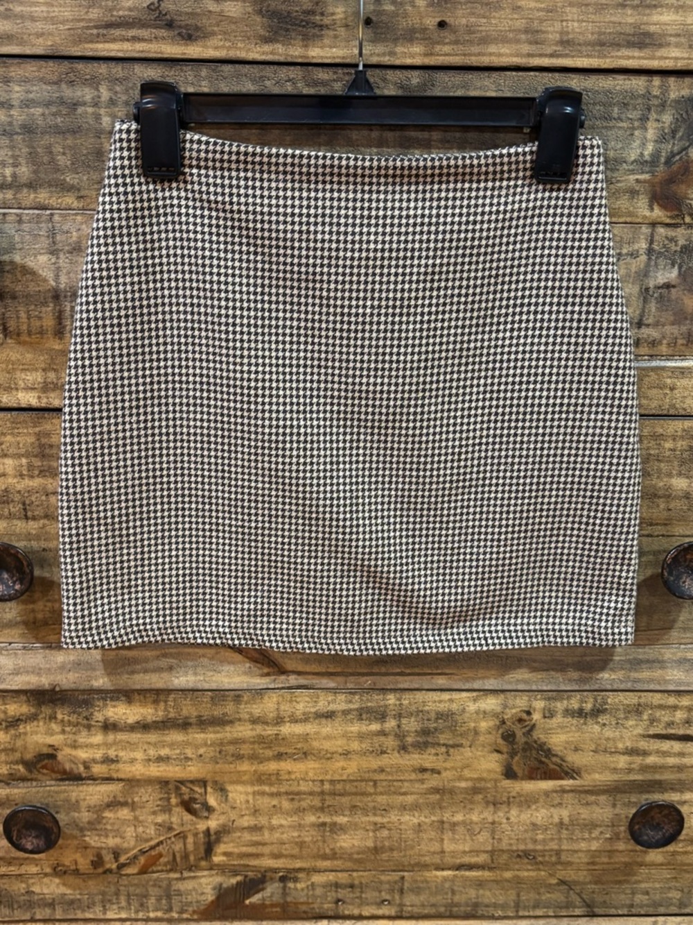 SHEIN Houndstooth Mini Skirt - Brown & Cream